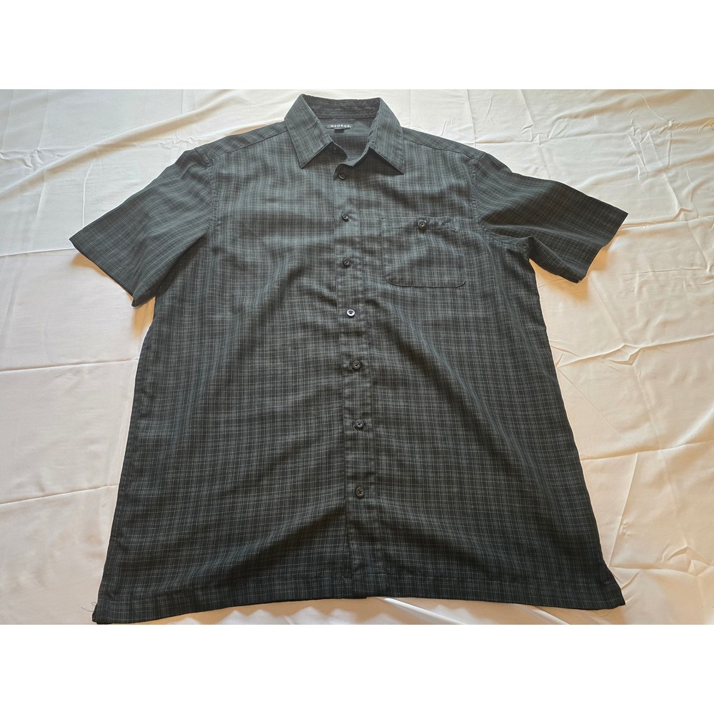 GEORGE Mens Dress Shirt Button Up Short Sleeve Plaid Size LT 42-44‎